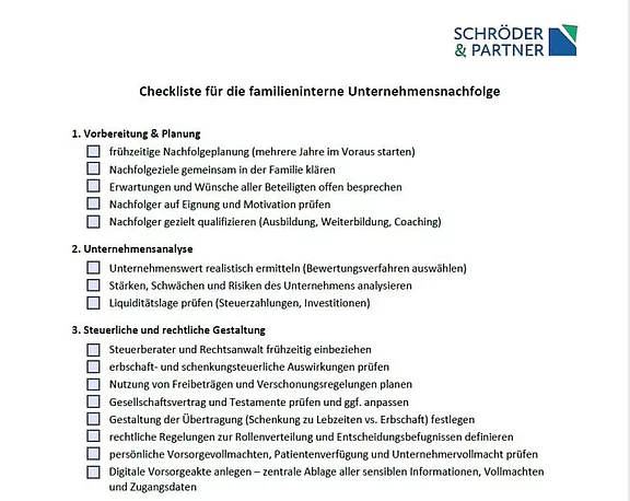 Checkliste Nachfolgeplanung