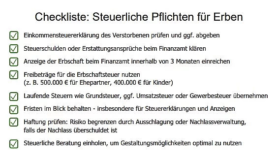 Checkliste steuerliche Pflichten